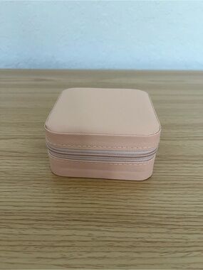 Small Pink Travel Jewelry Case Organizer Zip Storage Box Ring Earring Holder
